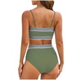 thumbnail image 4 of Efsteb Womens Swimsuits Two Piece Women's High Waisted Bikini Sets Solid Color Patchwork Swimwear Strapless Push Up Bathing Suit Two Piece Bathing Suit Beachwear (Army Green,S), 4 of 4