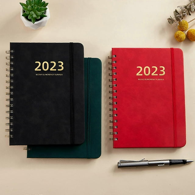 A5 Notebook School Diary 2023 Notebook With Daily Weekly Schedule 160 Pages Spiral Exercise Books