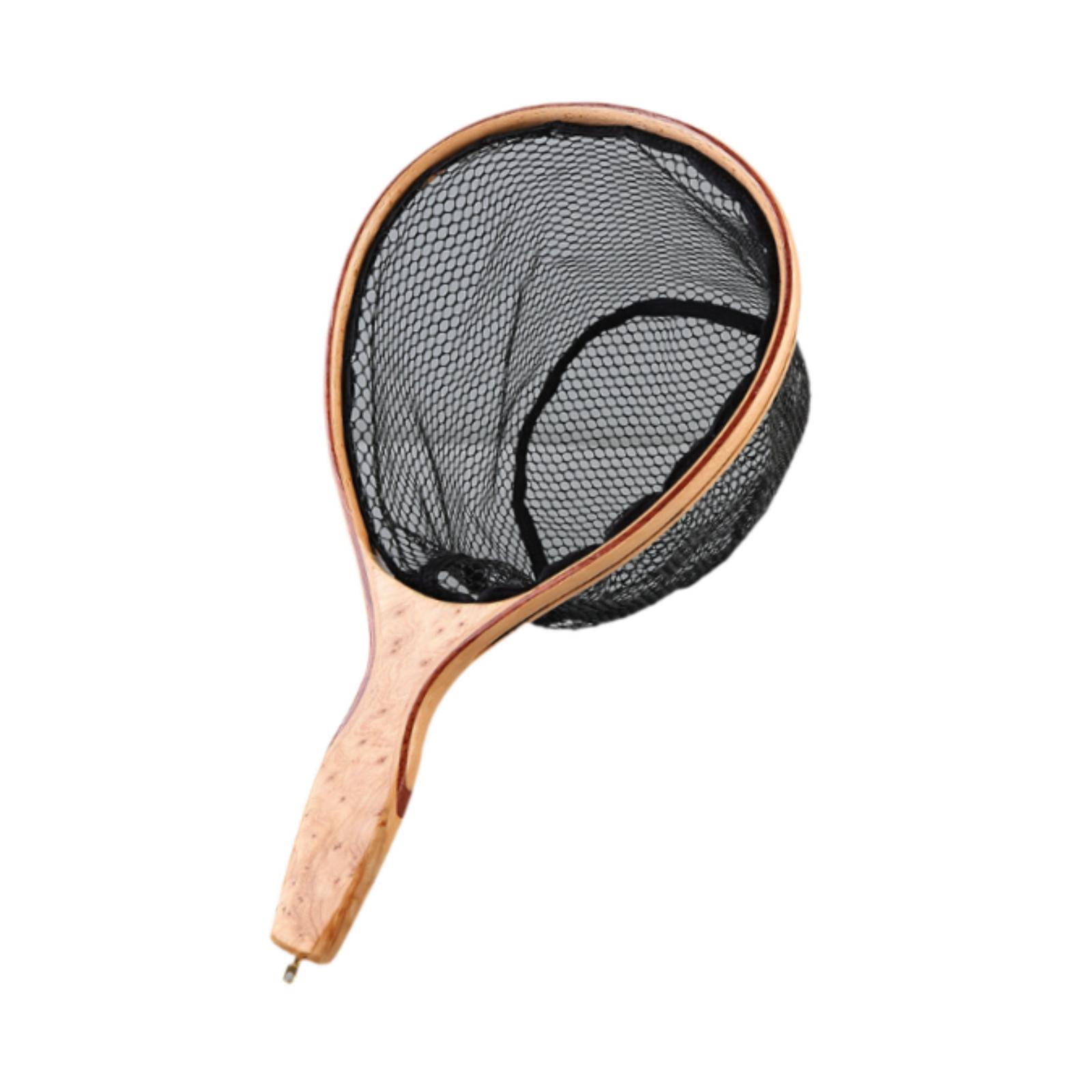 MAGIDEAL Fishing Landing Net Fish Catching Net Gift Portable Adults Supplies Wood Handle Fishing Mesh Net for Outdoor Kayak Freshwater