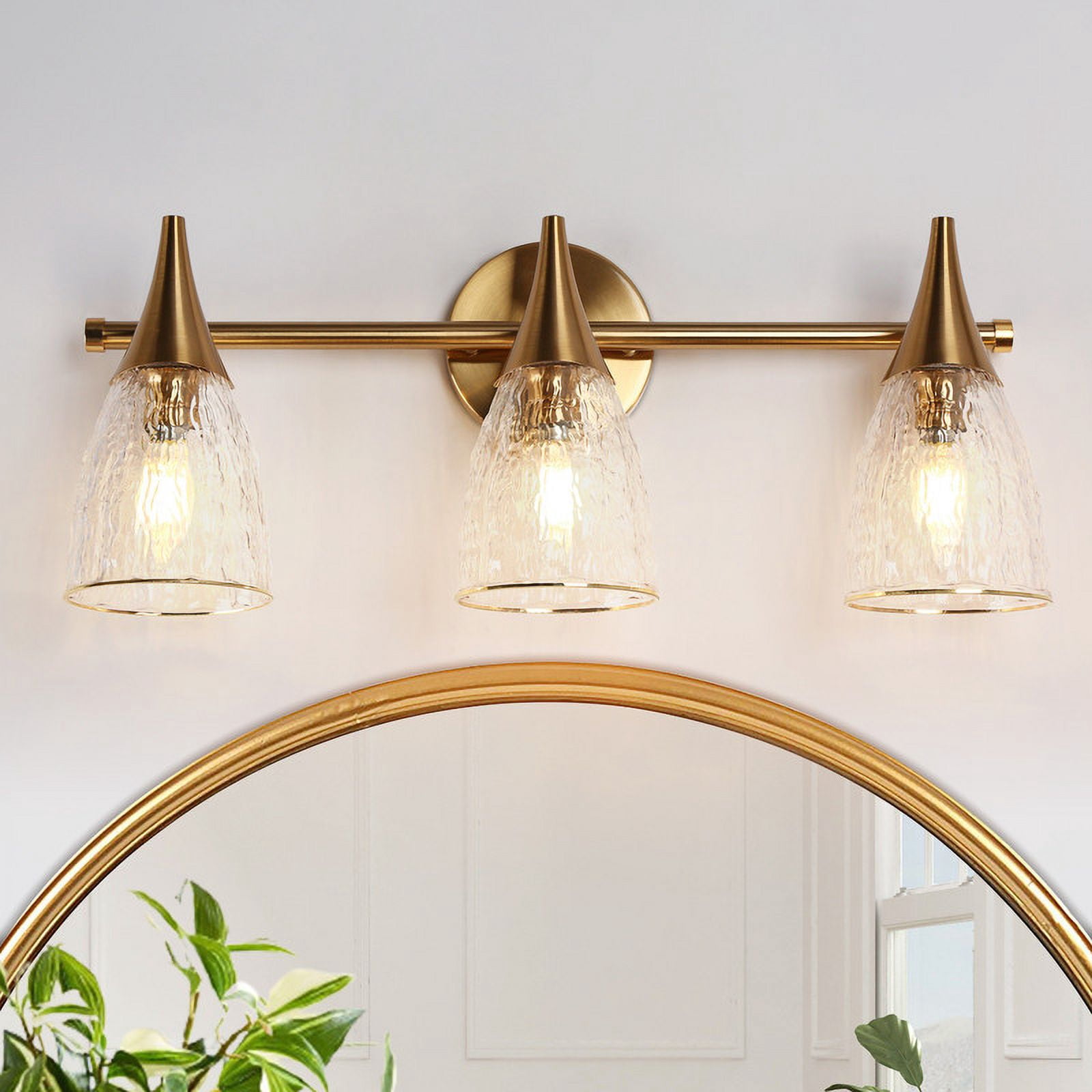 LNC Ruthebic 21-in 3-Light Polished Gold LED Modern/Contemporary Vanity Light