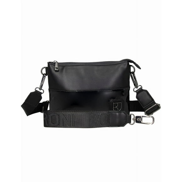 Bandolera Crossbody Boroni Negro/Charol Con Correa Ajustable