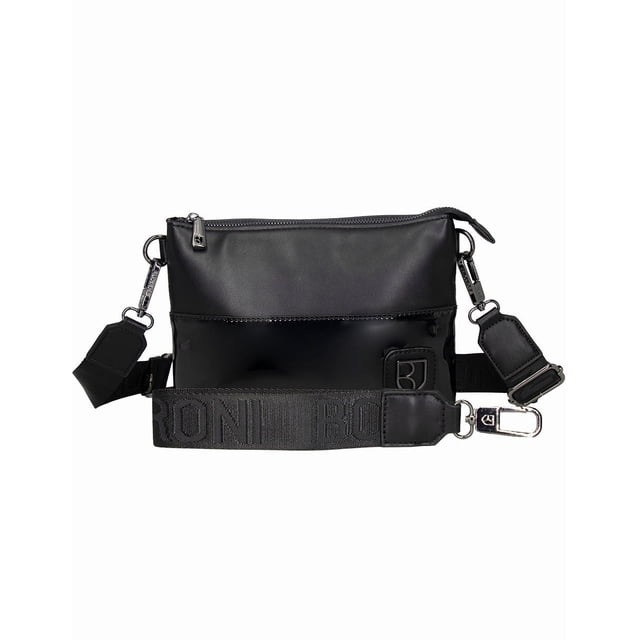 Bandolera Crossbody Boroni Negro/Charol Con Correa Ajustable