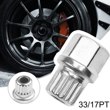 For BMW Anti-theft Lug Nut Wheel Lock 1pc 20x28mm 33/17PT Maximum 120Nm Removal Tool Silver Tone Car Accessories