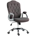 thumbnail image 1 of Vinsetto Chaise de Bureau à Domicile, Chaise d'Ordinateur en Velours, Chaise de Bureau Capitonnée avec Roues Pivotantes, Hauteur Réglable, et Fonction d'Inclinaison, Gris Foncé, 1 of 4