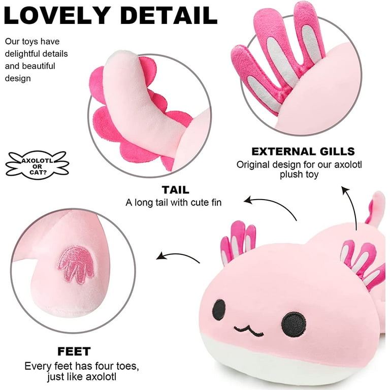 Onsoyours Cute Axolotl Plushie, Soft Stuffed Animal Salamander Plush Pillow,  Kawaii Plush Toy for Kids (Pink Axolotl, 13) 