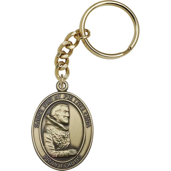 Antique Gold St. Pio of Pietrelcina Keychain