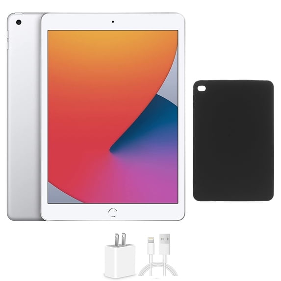 Restored Apple iPad 8 10.2 32GB Silver Wi-Fi Bundle, Includes Protective Case and Charger