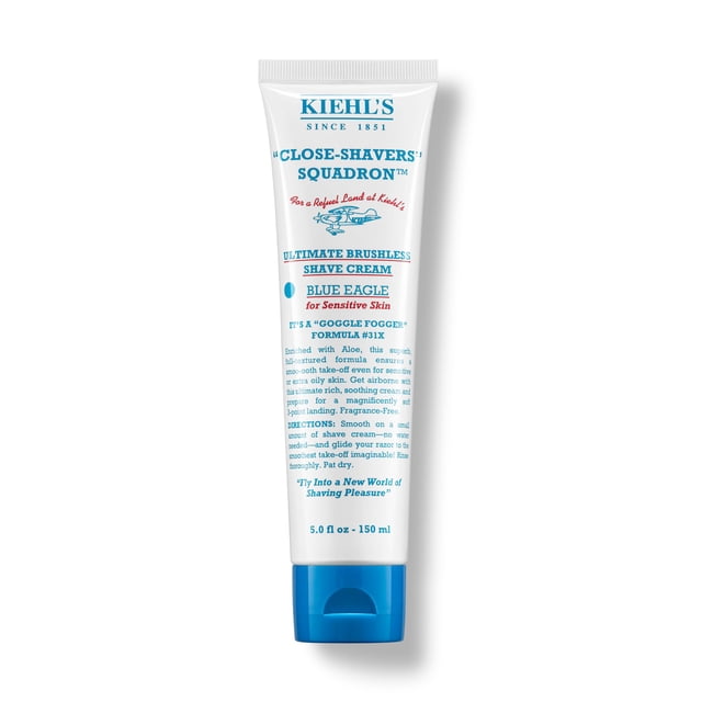 Kiehl's, Ultimate Brushless Shave Cream - Blue Eagle, Crema de Afeitar, deja la piel suave, tersa y con una sensación fresca, Con Mentol y Alcanfor, 150 ml