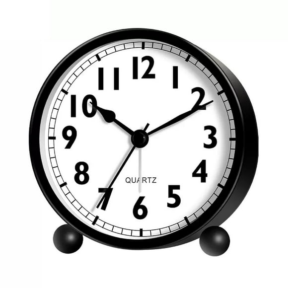 Réveil Rond, Petite Horloge Silencieuse Sans Tic-Tac avec Veilleuse, à Piles