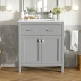 thumbnail image 3 of 30" Bathroom Vanity with Ceramic Sink Modern Gray Single Bathroom Cabinet with 2 Doors and a Shelf Soft Close Doors, 3 of 19