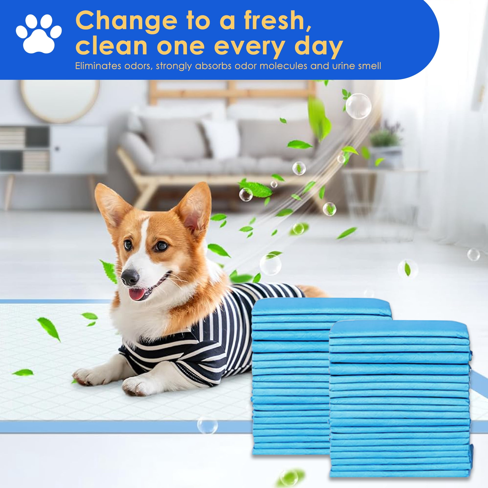 ZDSSY Puppy Pads, 22" x 22", 100 Count Dog Wee Wee Pads with Powerful Absorbency - Quick-Dry Puppy Pee Pads Pet Potty Training -100 Pack