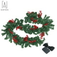 thumbnail image 2 of Gustave 9ft Pre-Lit Christmas Garland Artificial Spruce Garland with 50 LED String Lights and Glitter Red Berries for Xmas Holiday Fireplace Decoration, 2 of 6