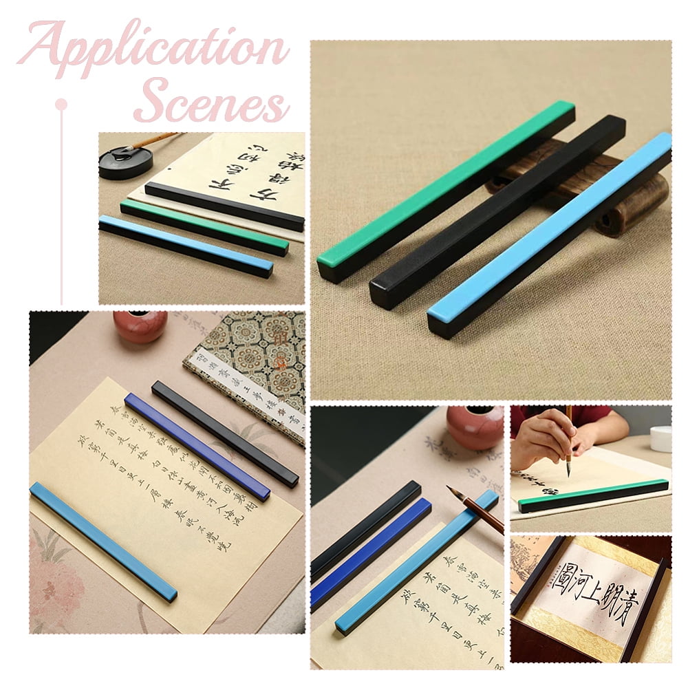 1set 3pcs 3 colors ABS Plastic with Iron Paper Weight Calligraphy Supplies Rectangle Mixed color 228x14.5x14mm 1pc/color
