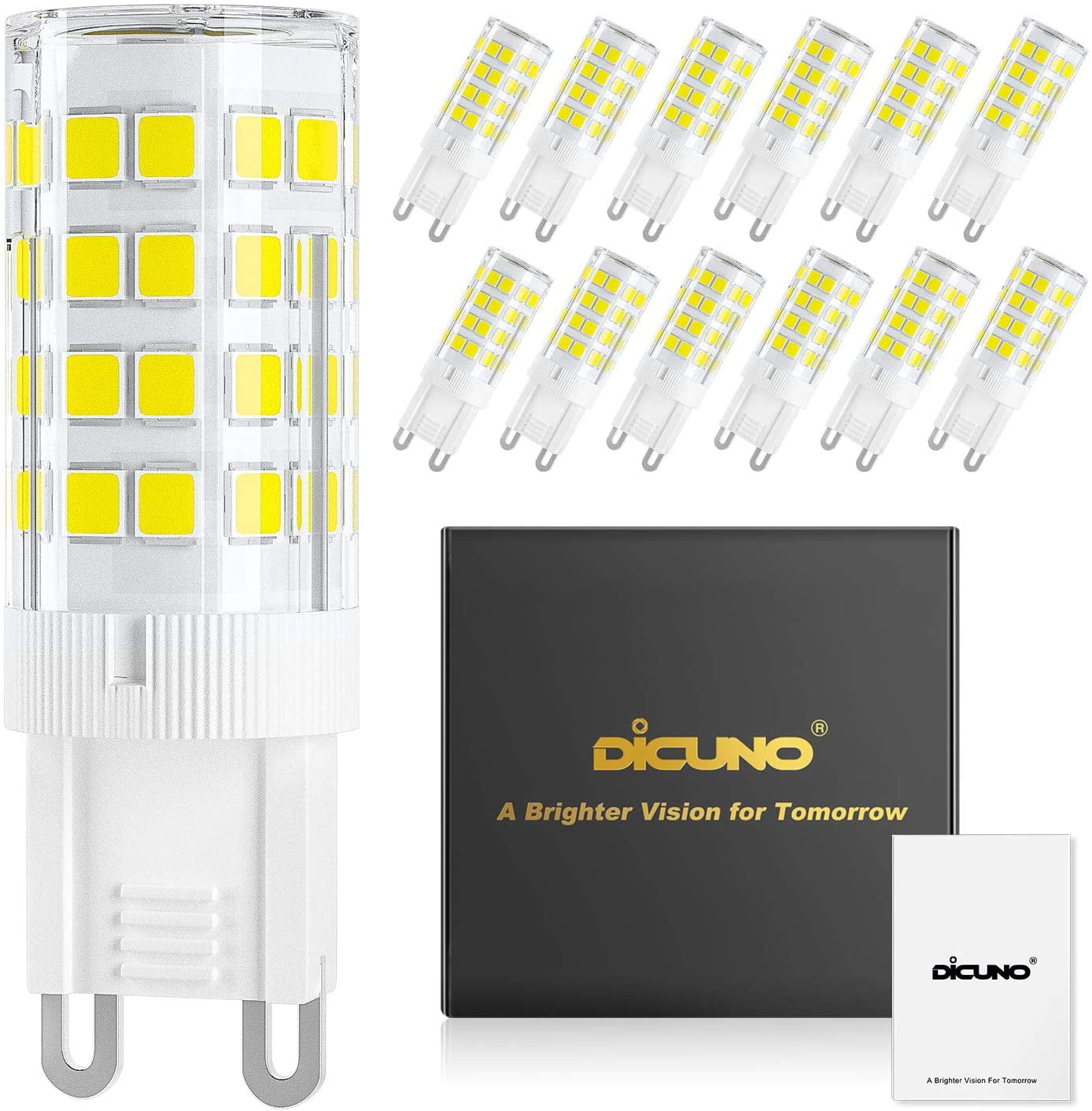 DiCUNO G9 LED Ceramic Base Light Bulbs, 4W (40W Halogen Equivalent), 400LM, Daylight White