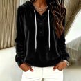 thumbnail image 3 of MLCDZ Womens Velour Hoodies Casual Loose Fit Button Hooded Long Sleeves Drawstring Sweatshirt Lightweight Breathable Golf Camping Pullovers, 3 of 8