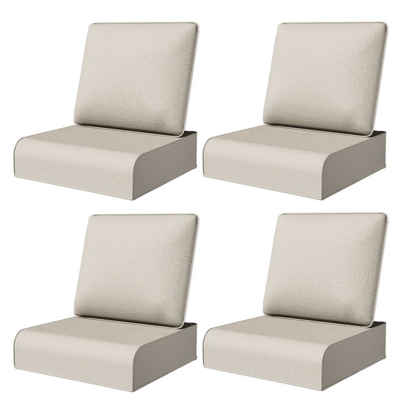 Joyside Outdoor Chair Cushions Set of 4, 24x24 Inch Patio Furniture Cushions, 6 Inch Thick, Water Resistant, Fade Resistant,Outdoor Replacement Cushions for Sofa and Chair,Beige
