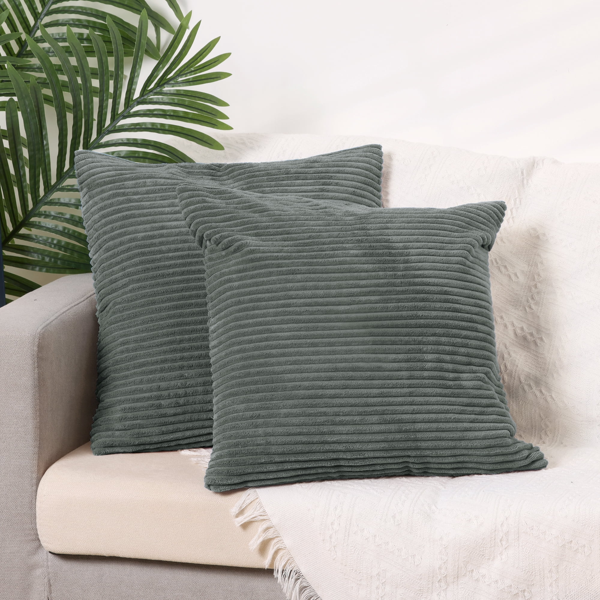 Unique Bargains 4 Pcs Striped Modern Couch Sofa Pillow Covers Grey/White