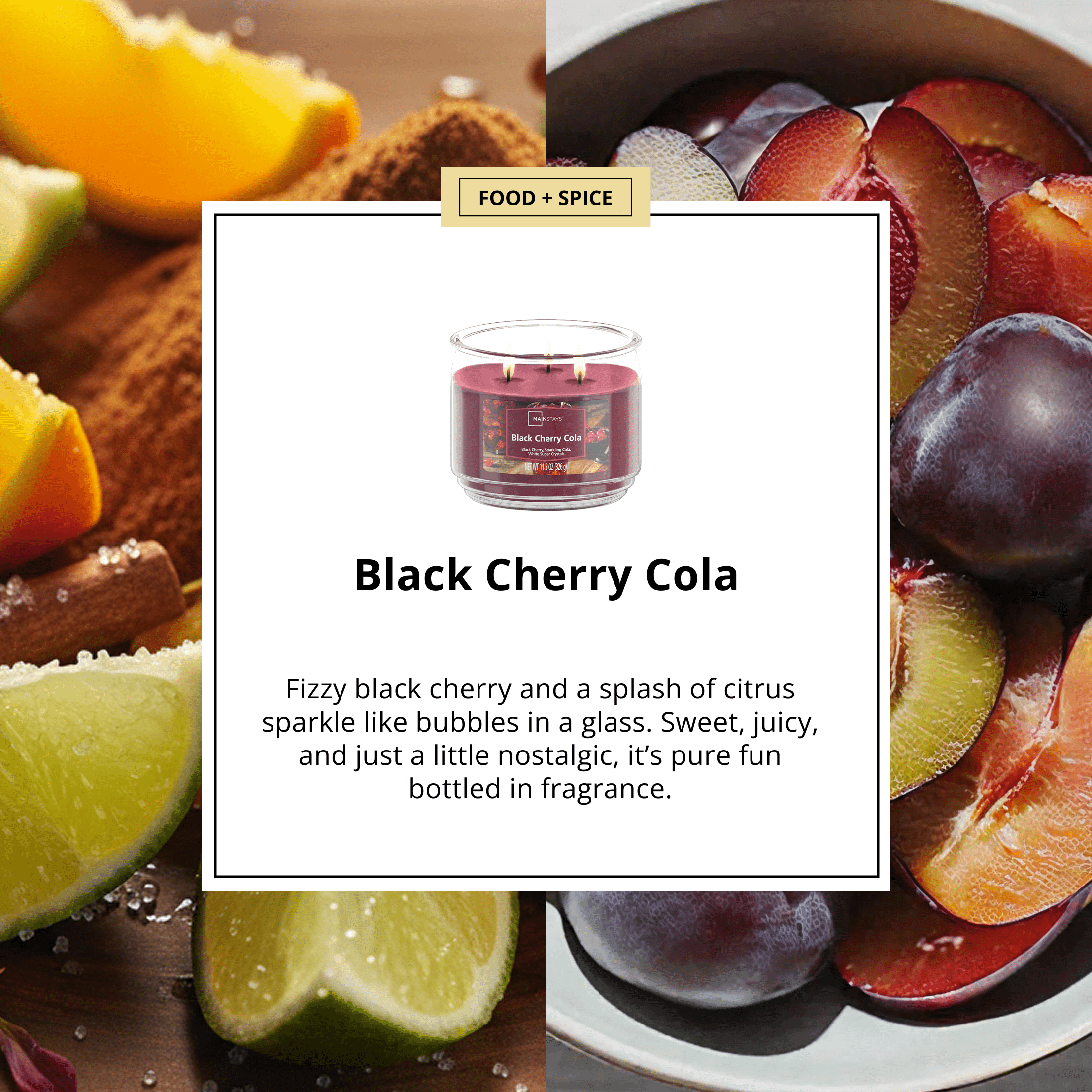 Mainstays 3-Wick Scented Glass Jar Candle, Black Cherry Cola -Wick, 11.5oz.