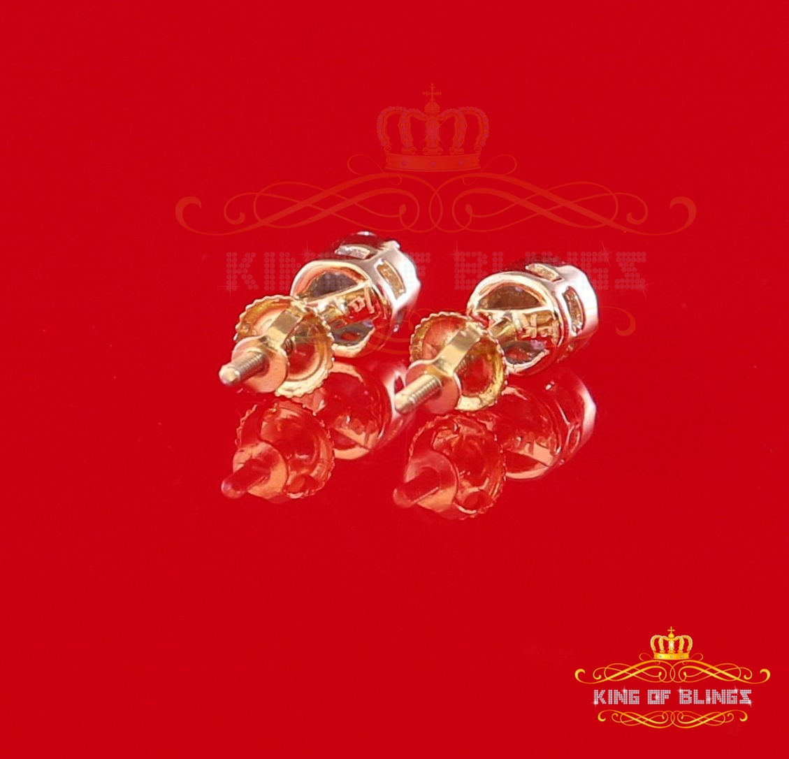 King of Bling's 10K Real Yellow Gold Real Diamond 0.25CT Men's/Women's Stud Round Earring