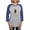 Heather/Blue, variant on - Psi Upsilon Owl Long Sleeve T Shirt - Womens Baseball Tee