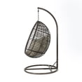 GDF Studio Leasa Outdoor Wicker Hanging Basket Chair with Cushion