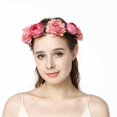 thumbnail image 1 of Lucky Summer - Diadema de flores para mujer, corona floral bohemia, corona para el pelo, guirnalda de halo para foto (gris y rosa), 1 of 5