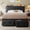 Black-faux Leather, variant on iPormis Twin Bed Frame with Storage Drawers, Linen Upholstered Headboard Platform Bed with Charging Station, No Box Spring Needed, Metal Slats Support, Noise-Free, Easy Assembly, Grey