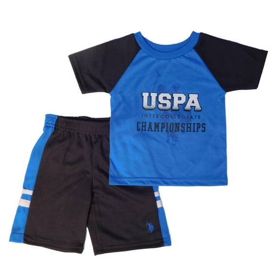 U.S. Polo Assn. Toddler Boys Blue/Black Athletic Shirt & Shorts Set 3T