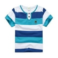 thumbnail image 3 of Adeawade Tops For Boys 8-9 Years Round Neck T Shirt Summer New Striped Short Sleeve Tee Kids' Shirt Trend Outfits Sky Blue, 3 of 3
