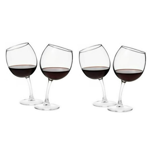 Tipsy Wine Glasses 12 oz. Goblets with Slightly Bent Stems (Set of 4