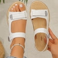 thumbnail image 3 of Women's Platform Wedge Sandals Hook and Loop Fasteners Orthopedic Comfort Flex Arch Support Flat Open Toe Ankle Strap Casual Summer Beach Shoes for Wide Width Dressy Walking,White 38(US-7), 3 of 5