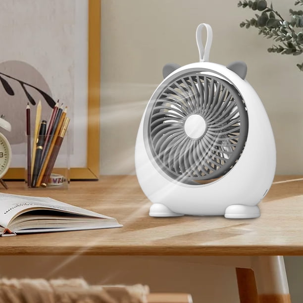 Ventilador de sobremesa recargable USB • Batería de 700mAh • Ángulo ajustable • 3 velocidades • Ventilador portátil de refrigeración para oficina y dormitorio en blanco, rosa o verde