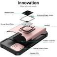 thumbnail image 4 of iPhone XR Case with Sliding Camera Cover and Card Holder Heavy Duty Protective iPhone XR Case with Ring Magnetic Kickstand Phone Case for iPhone XR 6.1''(Rose Gold), 4 of 14
