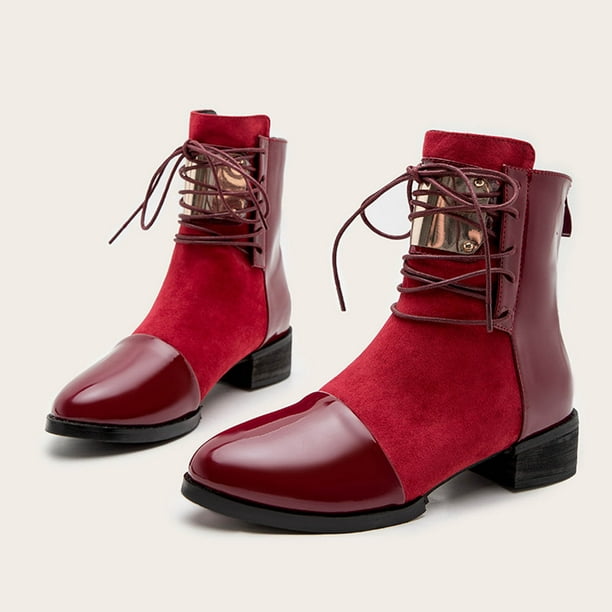 illoyalitet Violin retfærdig Oalirro Women's Fashion Chelsea Boots New Style Chunky Heel Lace up Ankle  Booties, Red - Walmart.com