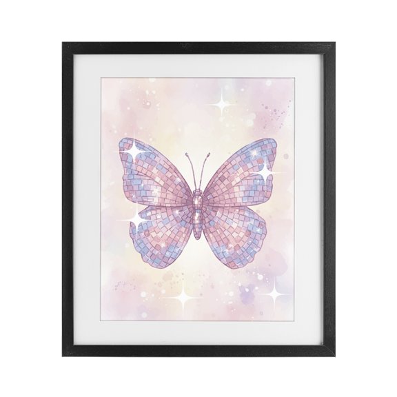 Stupell Industries Eclectic Delicate Disco Butterfly Black Framed Print Under Glass, 13 x 16, by Lil' Rue