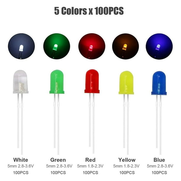 Juego de diodos LED NikouMX 500 piezas de Diodo LED de luz LED de 3 mm