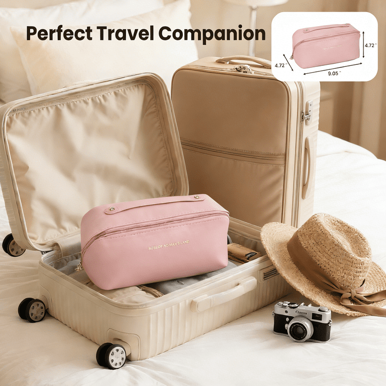 flat travel makeup bag Cabbrix Bag, Large Capacity Cosmetic for Women, Introducing The Flay Co.s Open Flat Box Bag Puffy Makeup Bag for Women,