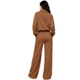 thumbnail image 3 of Women's 2 Piece Lounge Set Quarter Zip Pullover and Wide Leg Pants, Casual Fall Matching Outfit with Drawstring Waist and Pockets Tracksuit, 2XL, 3 of 5