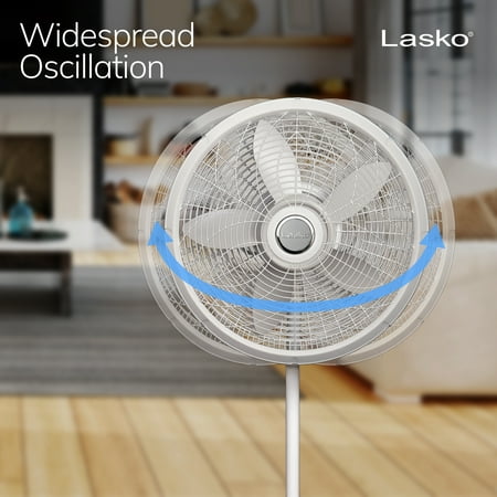 Lasko Elegance and Performance 18" 3-Speed Oscillating Pedestal Fan, White, 1820