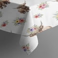 thumbnail image 3 of White Highland Cow Flower Pattern Rectangle Tablecloth 60"x84",Waterproof Polyester Rectangle Table Cloth, Wipeable Spillproof Polyester Tablecloth for Dining, Camping, Indoor and Outdoor, 3 of 5