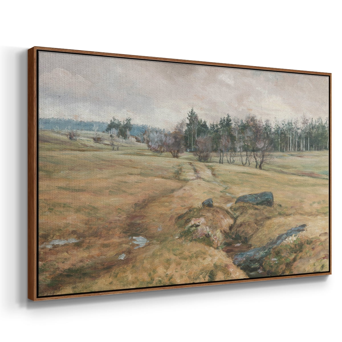 Vintage Landscape-CCCLXIV By Wexford Home Framed in Walnut Wood Gallery Wrapped Canvas 25 in. x 37 in.