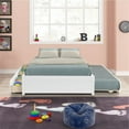 thumbnail image 5 of Full Size Platform Bed with Trundle & 2 Storage Drawers, Space Saving Bed Frame with Solid Pine Wood Slats Support, No Box Spring Needed, for Bedroom, Living Room, White, 5 of 6
