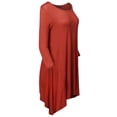 thumbnail image 4 of FashionOutfit Women's Solid Basic Soft Stretch Asymmetrical 3/4 Sleeve Tunic Top, 4 of 5