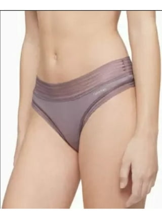 CALVIN KLEIN Intimates Purple Cotton Blend Plush Elastic Striped Thong  Underwear S