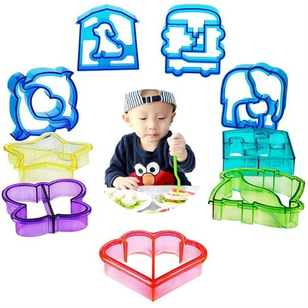 

8pcs Sandwich Cutter for Kids & 2 pcs Vegetable Cutter Shapes Set - Shape & Size Variety of Fruit Shape Cutters & Food Cutters for Kids Lunch - Bread Cutter & Cookie Cutters for Kids by Casewin
