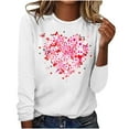 thumbnail image 1 of Qertyioot Cadeau de la Saint-Valentin pour Femme, Blouse Ample Décontractée à Manches Longues Imprimée à Col Rond, 1 of 3