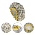 thumbnail image 3 of Unique Bargains Leopard Double Layer Shower Cap 1 Pc Yellow, 3 of 5