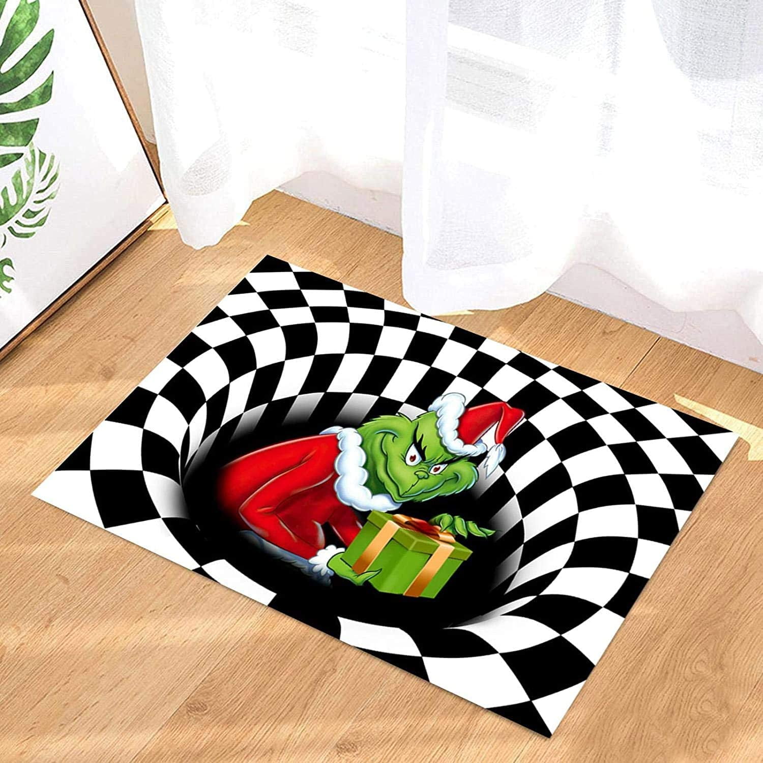 Christmas Grinch Red 3D Illusion Doormat Merry Christmas Grinch Doormat 