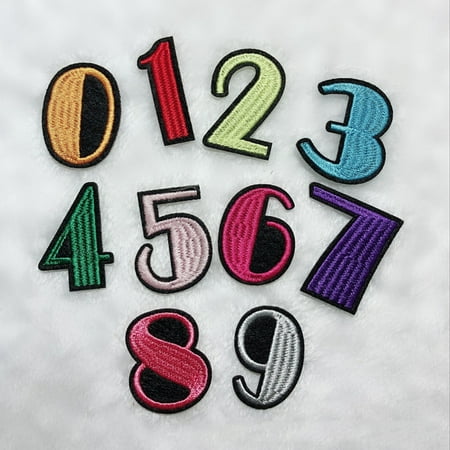 - HiCoup 0-9 Numbers Embroidery Patch Iron-On Sewing Applique Badge Clothes Jeans Decor