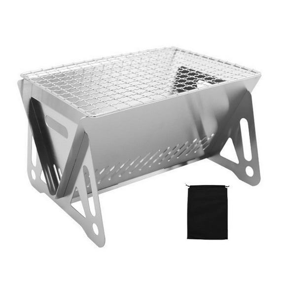 Portable Stainless Steel BBQ Grill: Lightweight Outdoor Cooker for Camping Fun!